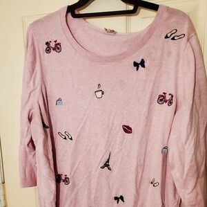 Talbott 2xl Paris embellished sweater